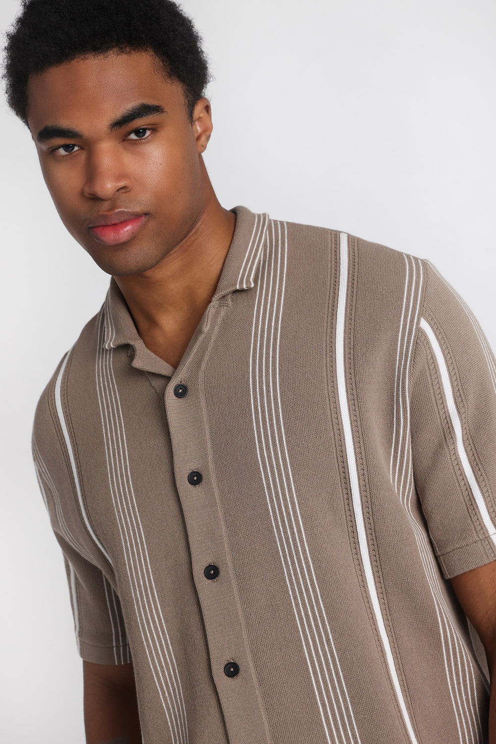 Striped Short Sleeve Button-Up Shirt Striped Short Sleeve Button-Up Shirt