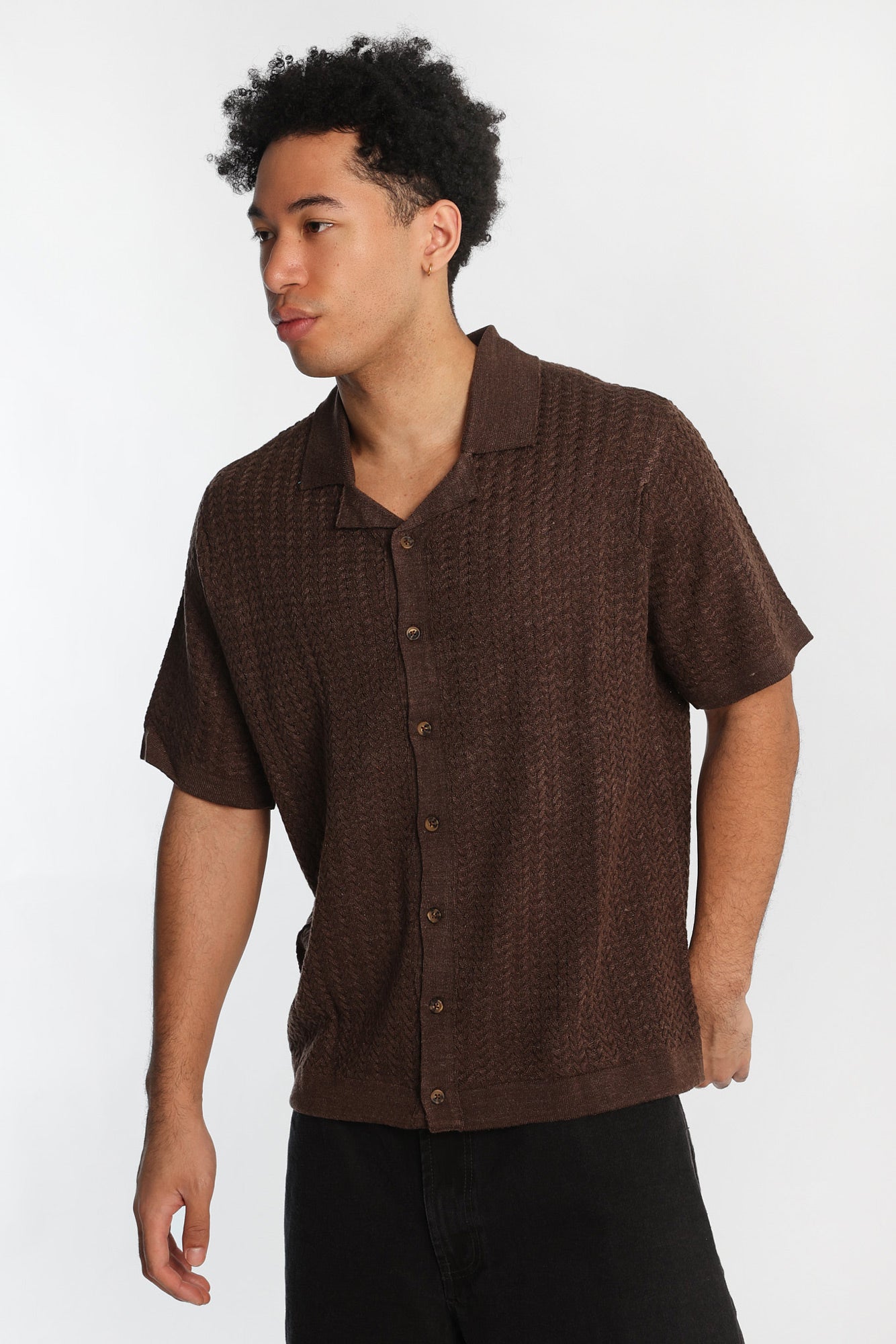 Chevron Short Sleeve Button-Up Shirt - /