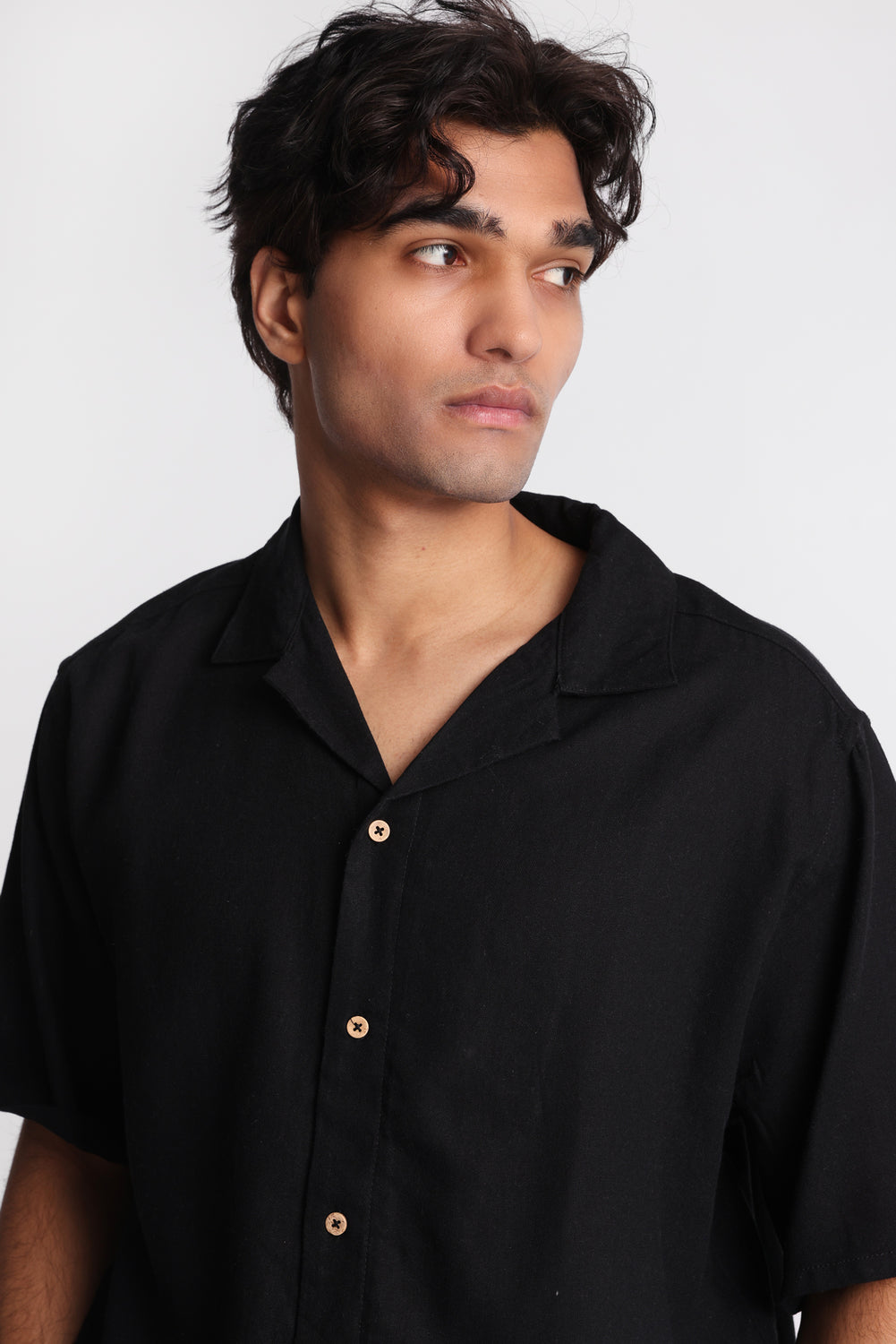 Chemise boutonnée en mélange de lin Chemise boutonnée en mélange de lin