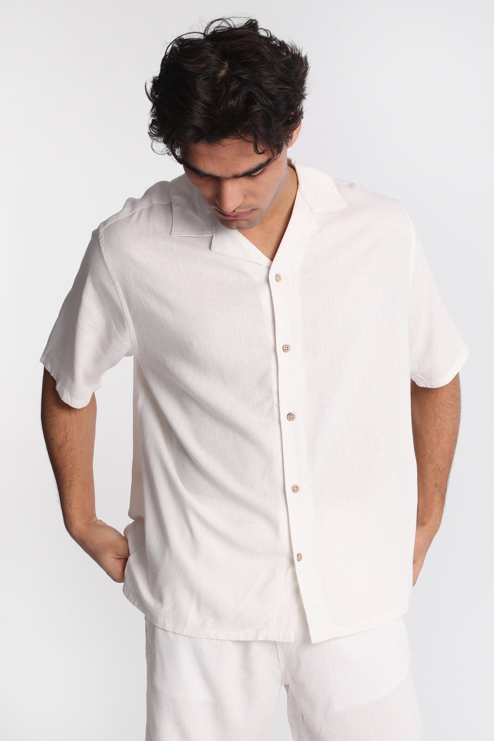 Linen-Blend Button-Up Shirt Linen-Blend Button-Up Shirt