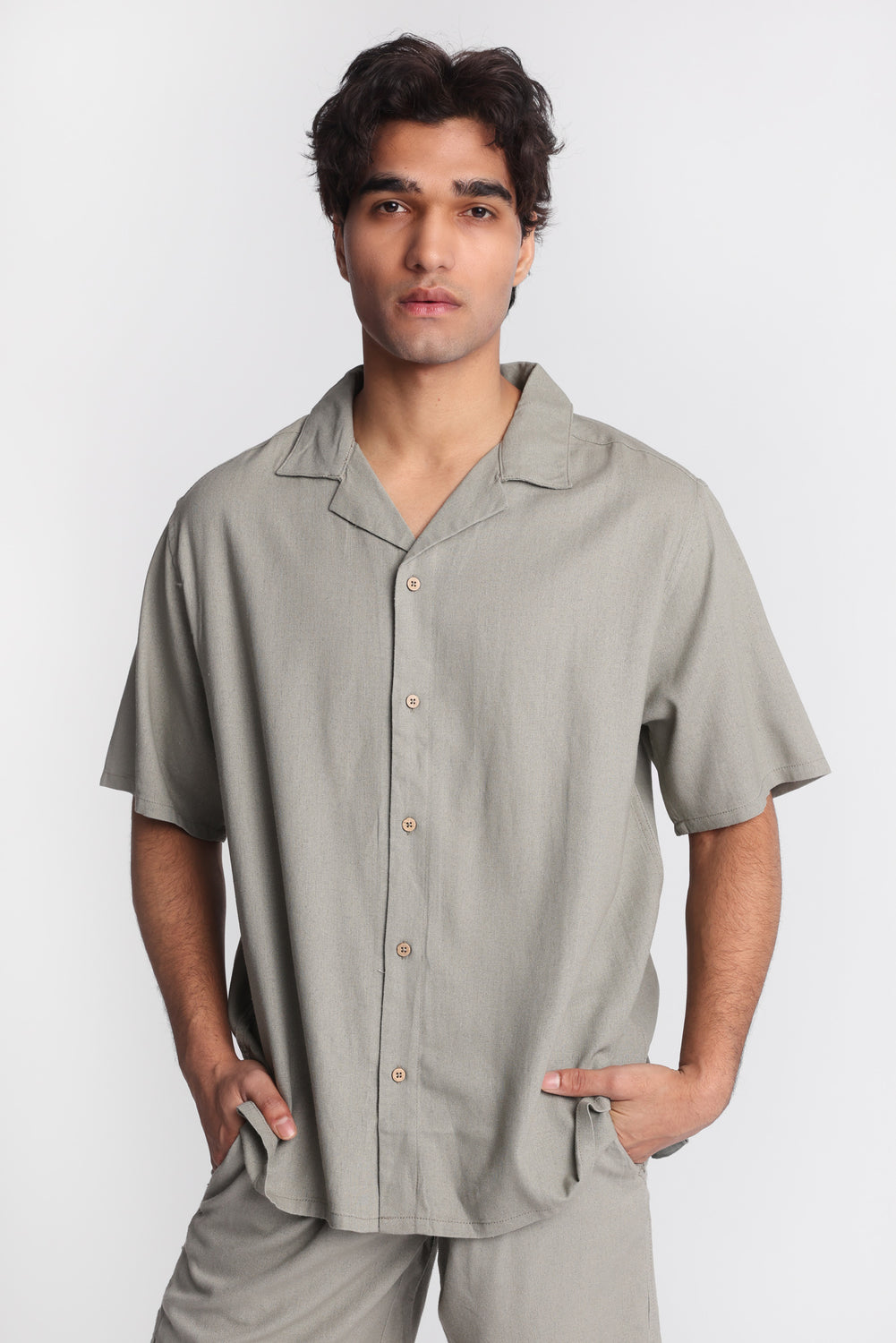 Linen-Blend Button-Up Shirt Linen-Blend Button-Up Shirt