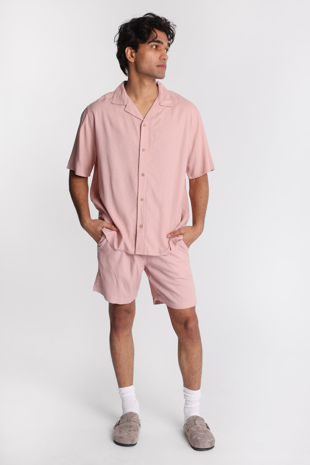 Chemise boutonnée en mélange de lin Chemise boutonnée en mélange de lin