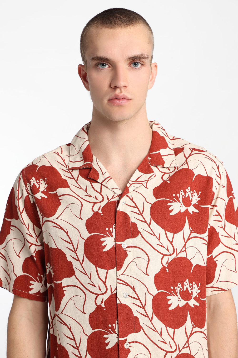 Linen-Blend Floral Button-Up Shirt Linen-Blend Floral Button-Up Shirt