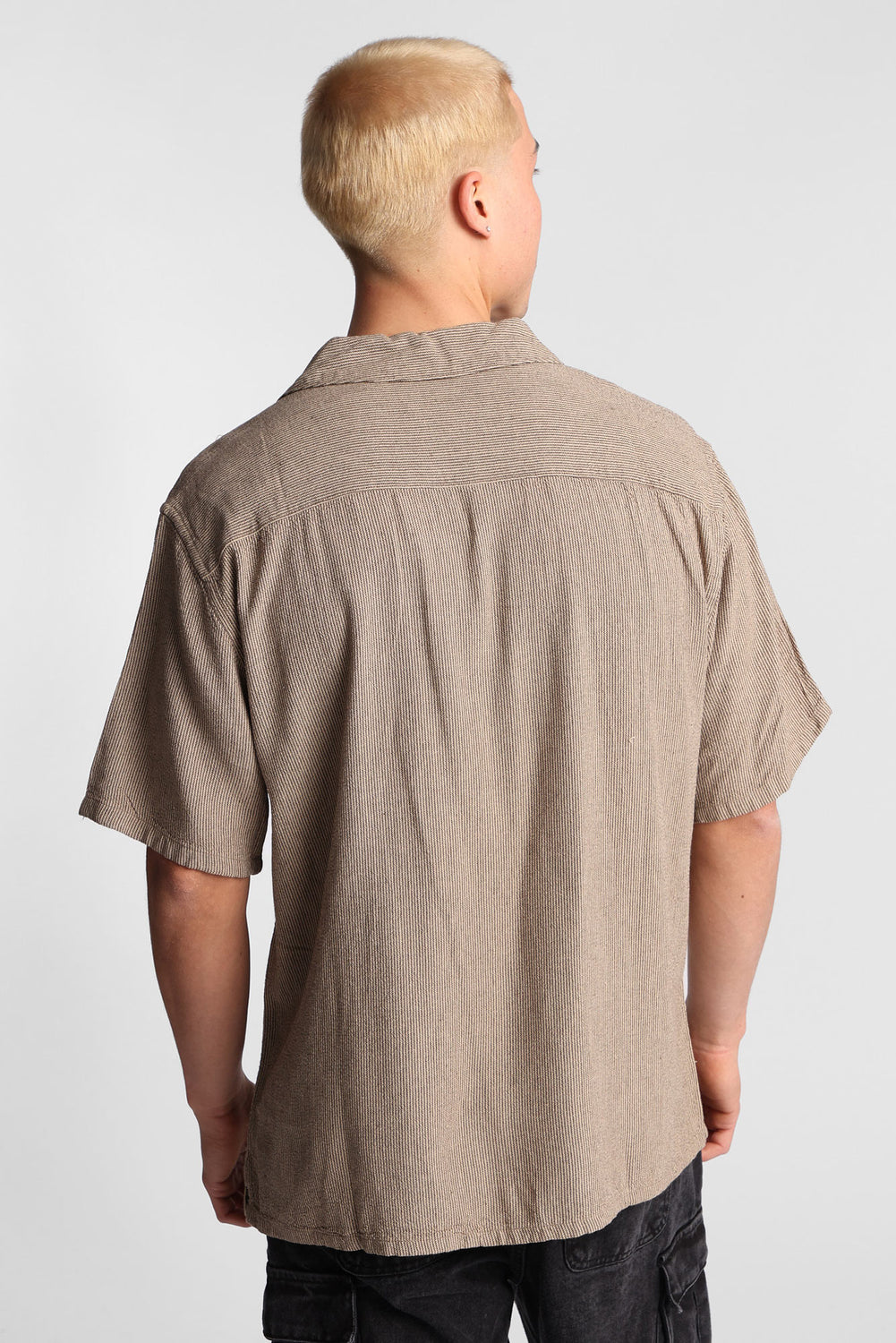 Linen-Blend Short Sleeve Striped Shirt Linen-Blend Short Sleeve Striped Shirt