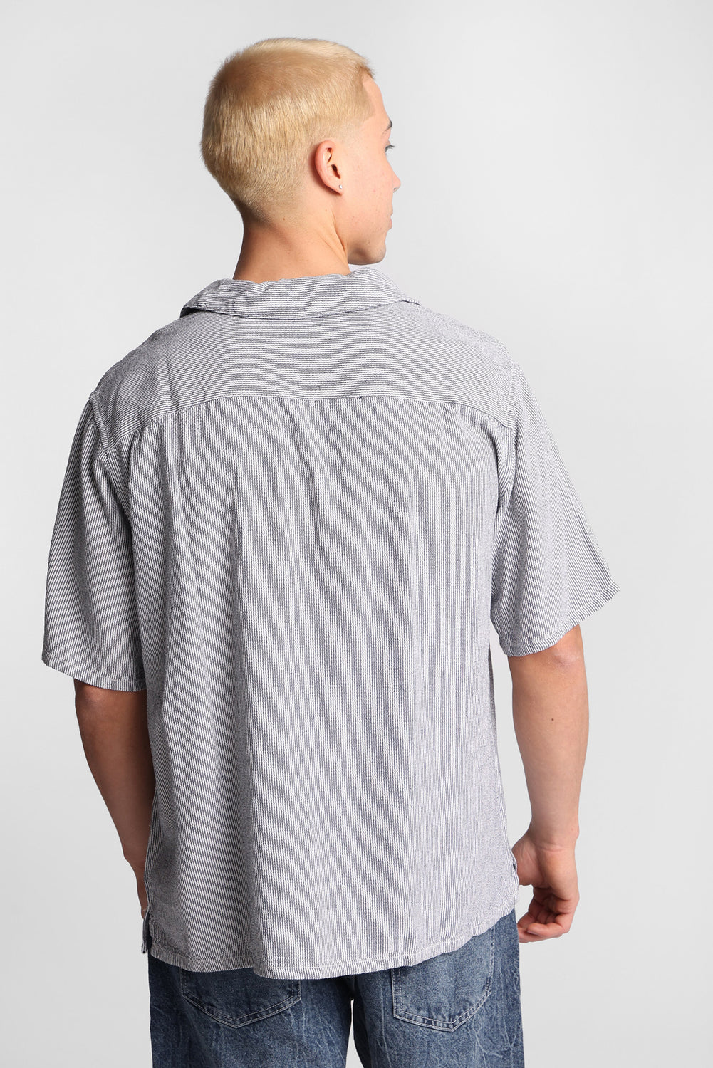 Linen-Blend Short Sleeve Striped Shirt Linen-Blend Short Sleeve Striped Shirt