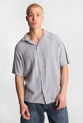 Linen-Blend Short Sleeve Striped Shirt