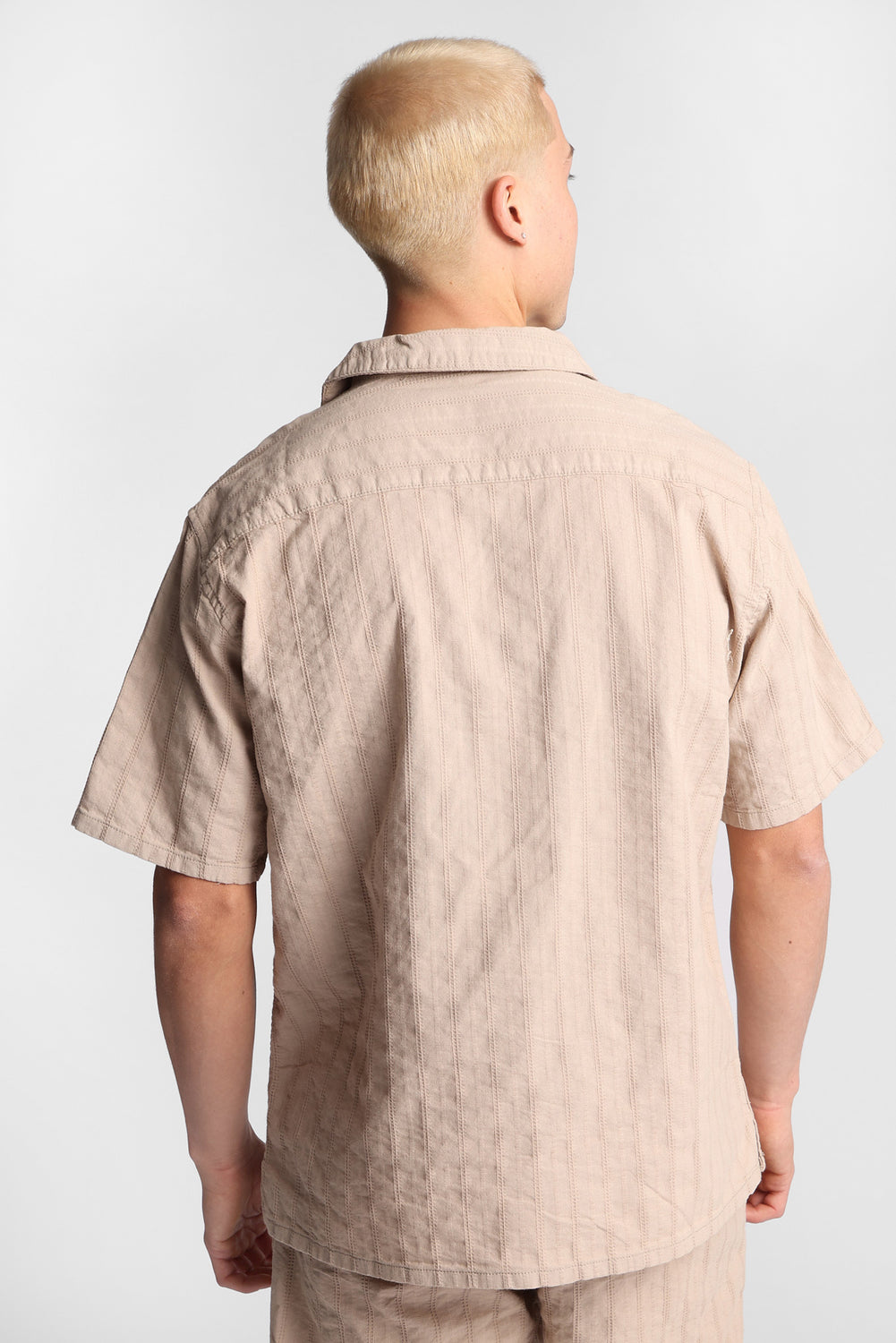 Textured Short Sleeve Button-Up Shirt Textured Short Sleeve Button-Up Shirt
