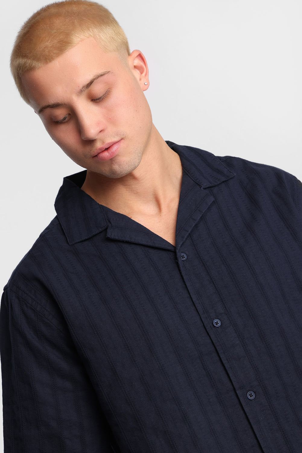Textured Short Sleeve Button-Up Shirt Textured Short Sleeve Button-Up Shirt