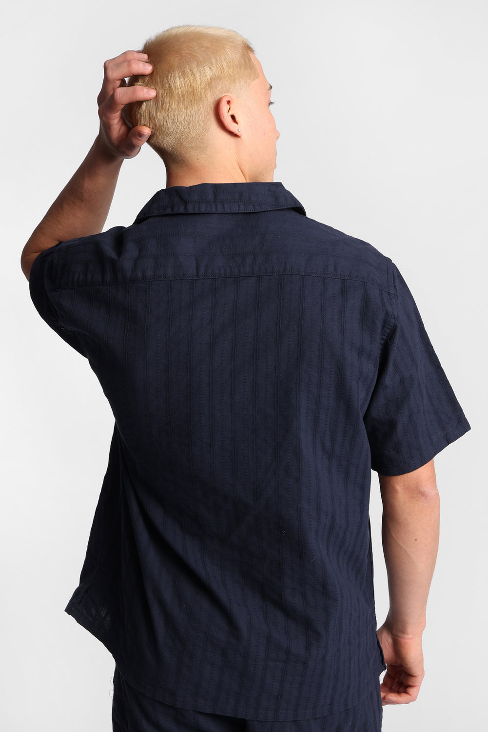 Textured Short Sleeve Button-Up Shirt Textured Short Sleeve Button-Up Shirt