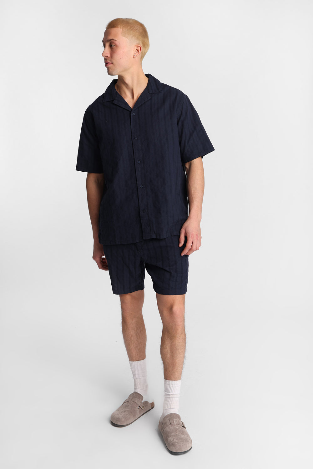 Textured Short Sleeve Button-Up Shirt Textured Short Sleeve Button-Up Shirt