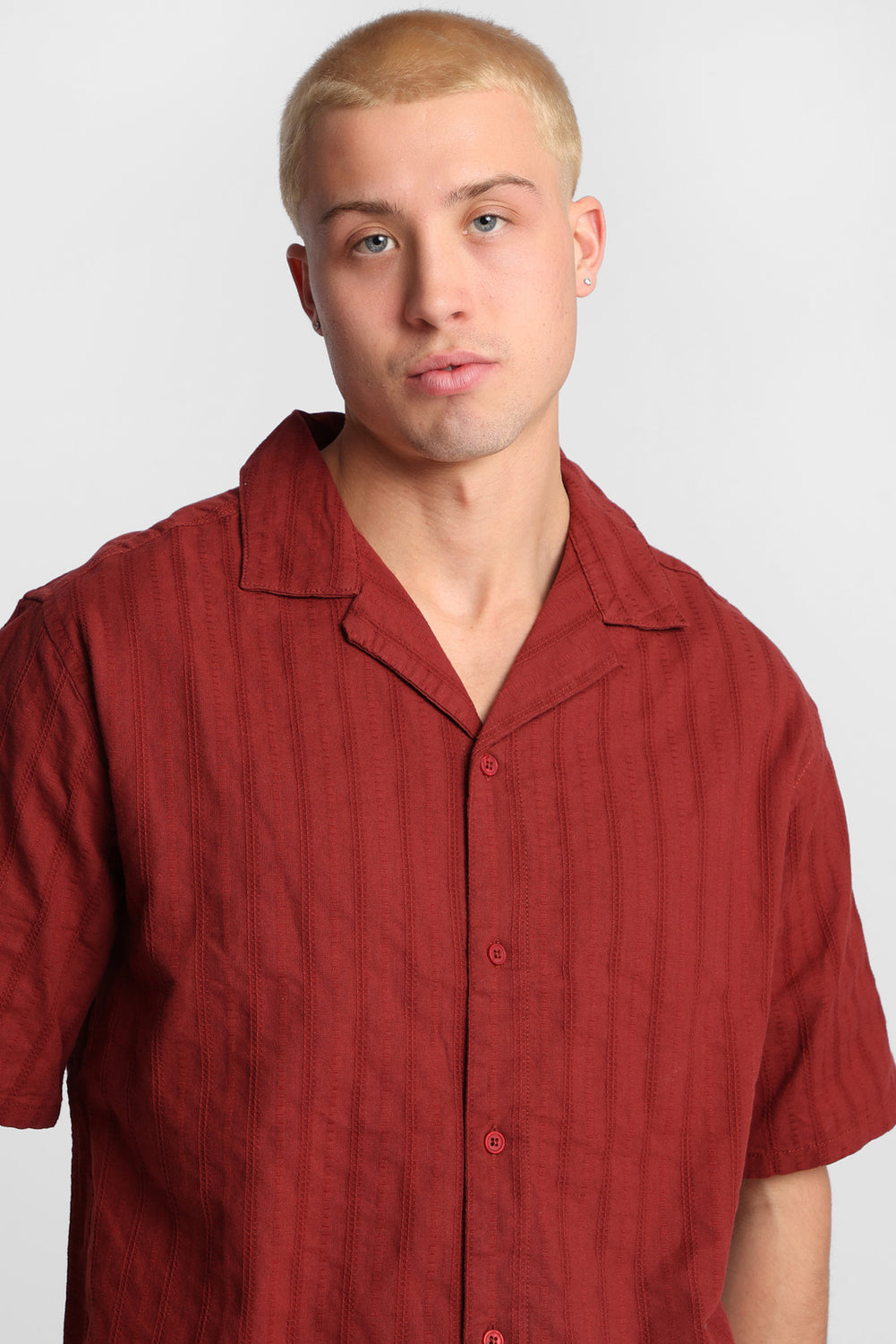Textured Short Sleeve Button-Up Shirt Textured Short Sleeve Button-Up Shirt