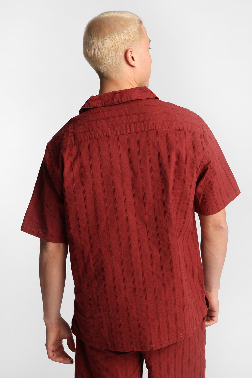 Textured Short Sleeve Button-Up Shirt Textured Short Sleeve Button-Up Shirt