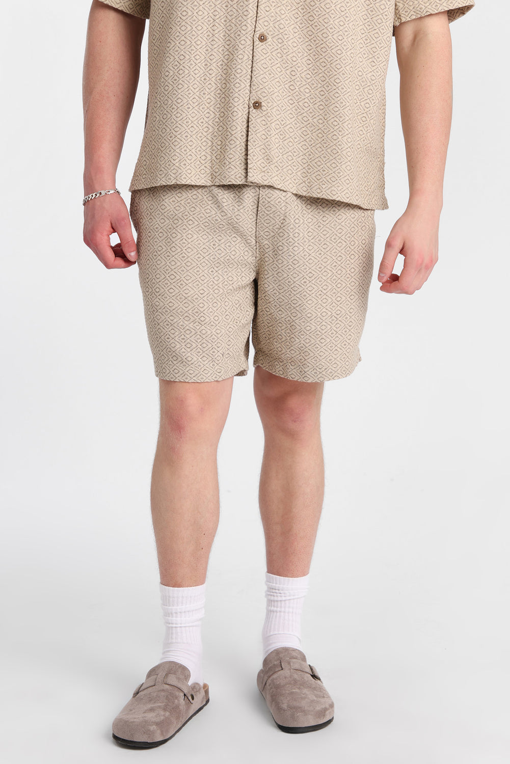 Textured Geometric Shorts 7