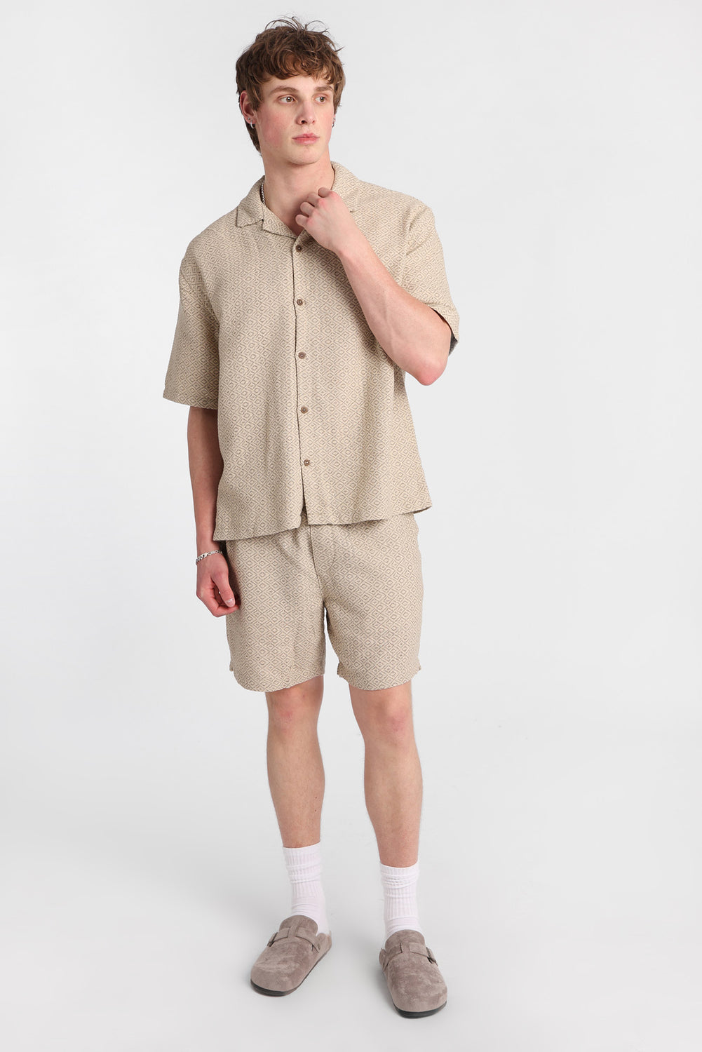 Short texturé à motif géométrique 7 po Short texturé à motif géométrique 7 po