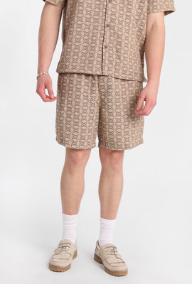 Short texturé à motif floral géométrique 7 po