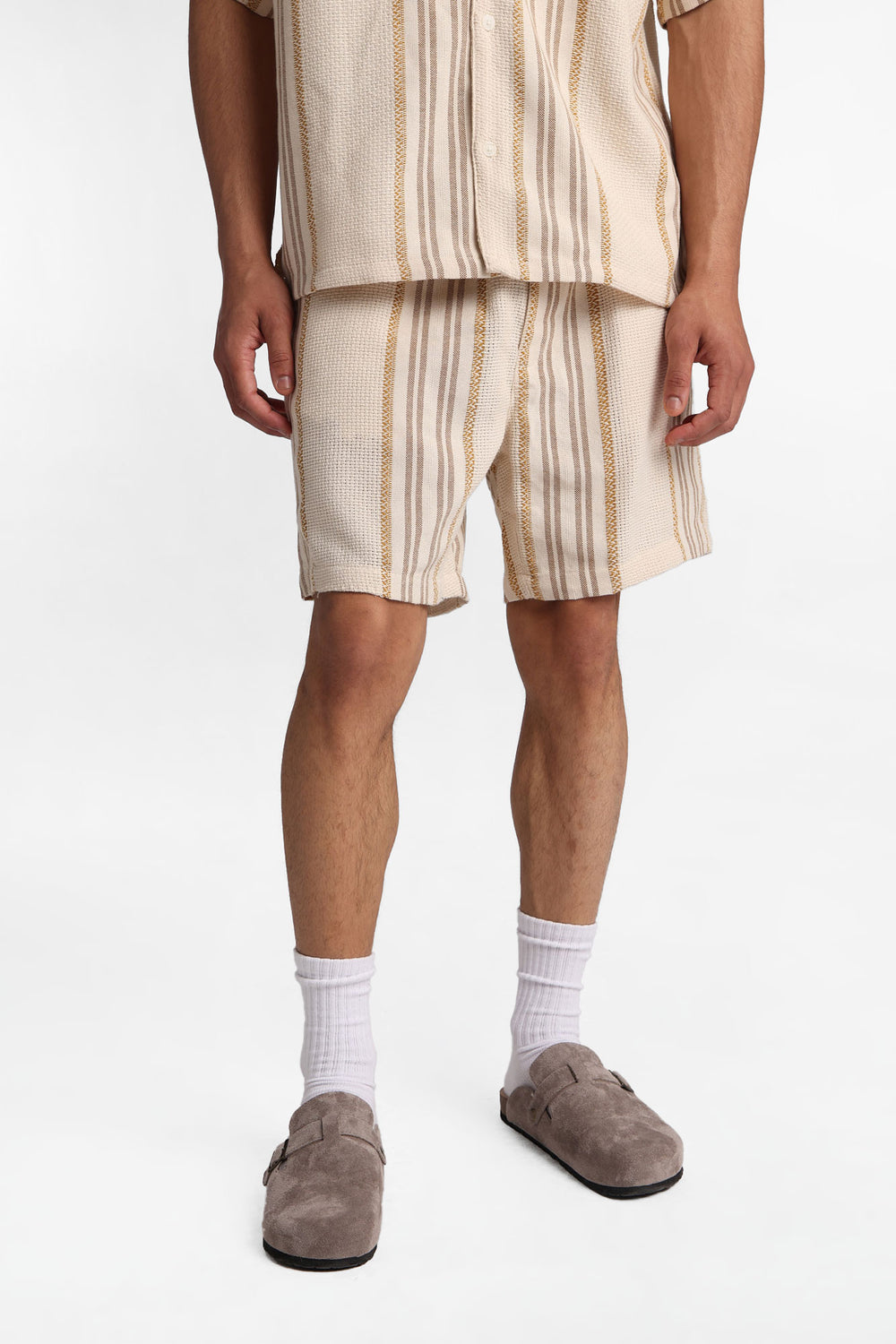 Textured Multi-Colour Striped Shorts Textured Multi-Colour Striped Shorts