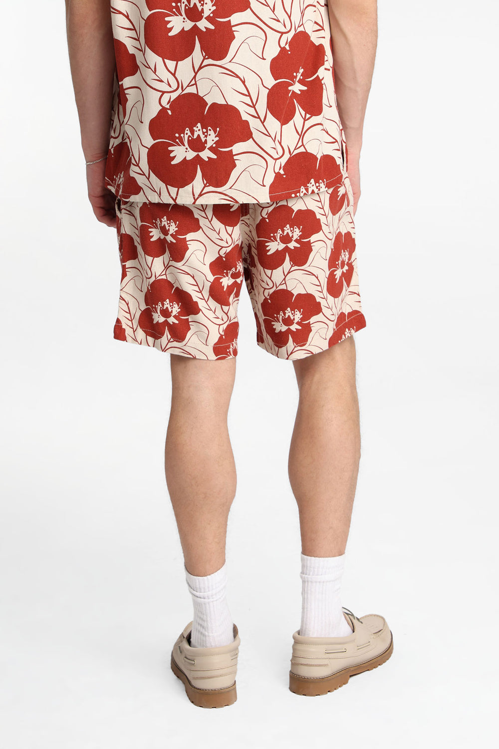 Short à imprimé floral en mélange de lin 7 po Short à imprimé floral en mélange de lin 7 po