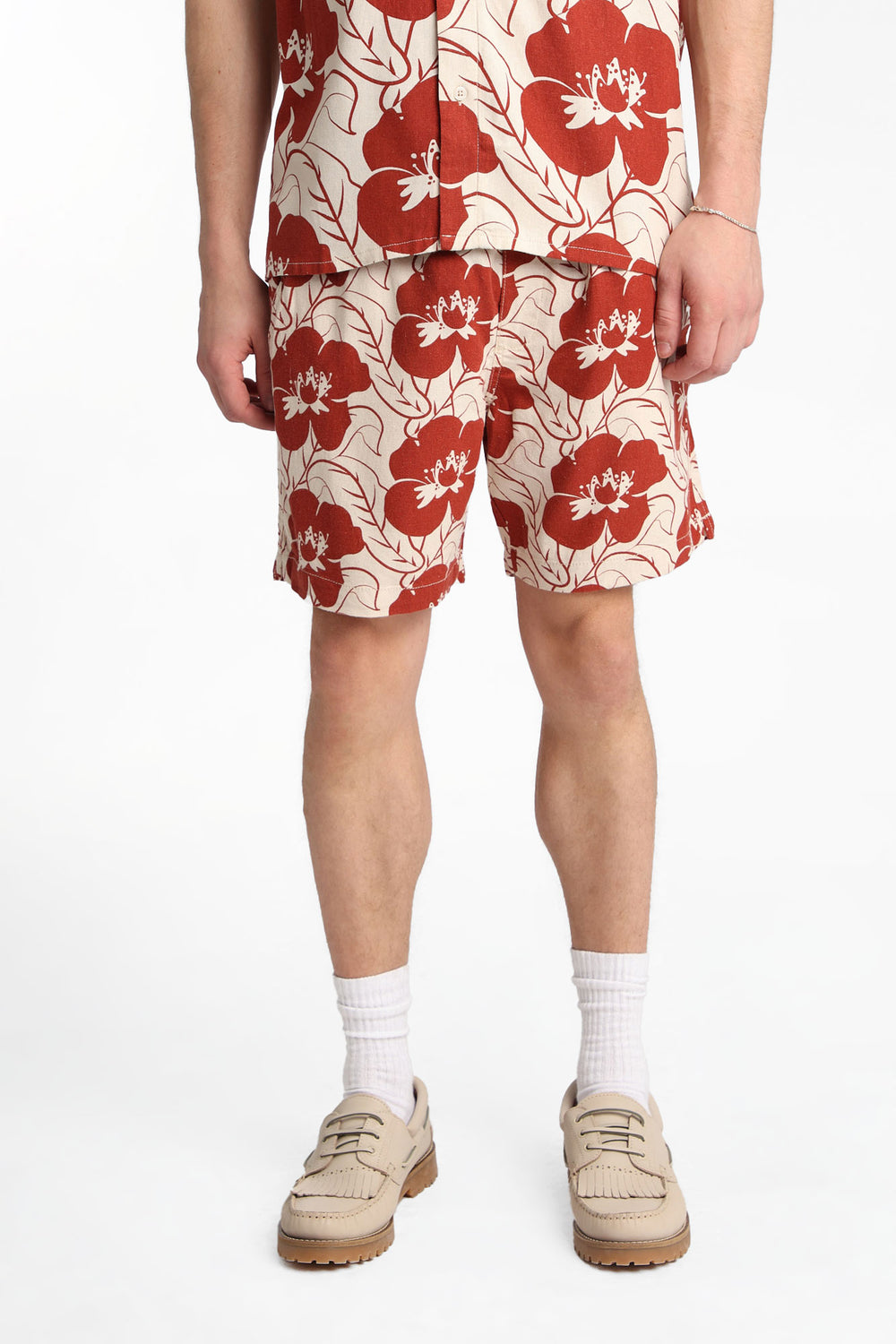 Linen-Blend Floral Shorts 7