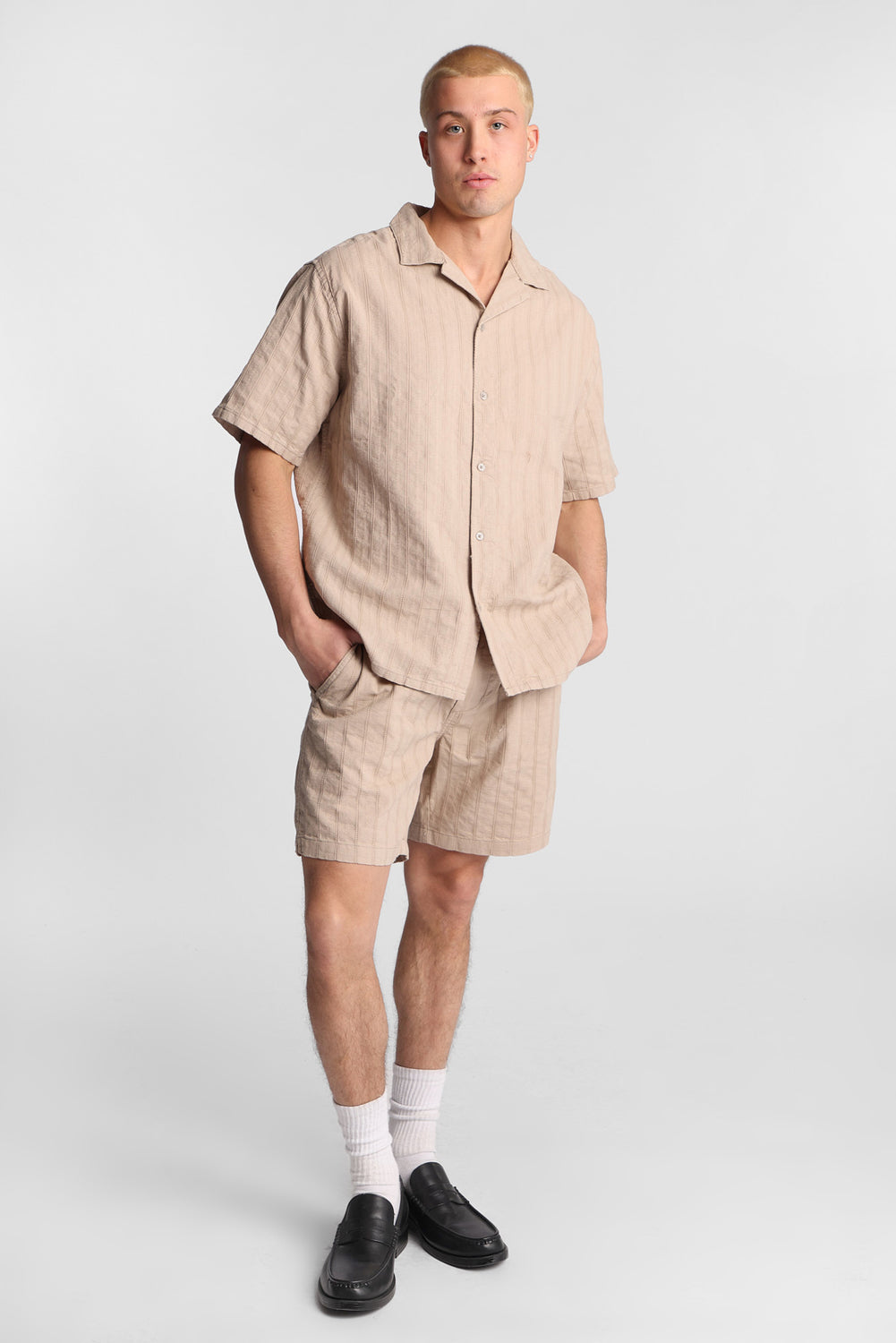 Short texturé à rayures Short texturé à rayures
