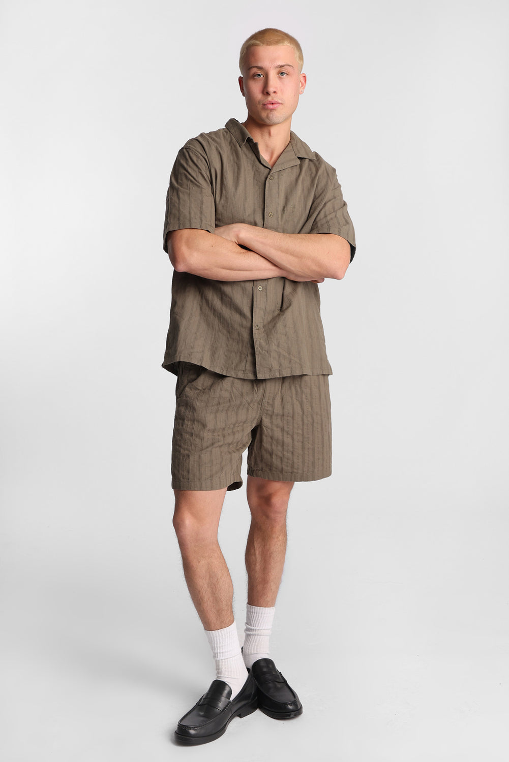 Textured Striped Shorts Textured Striped Shorts