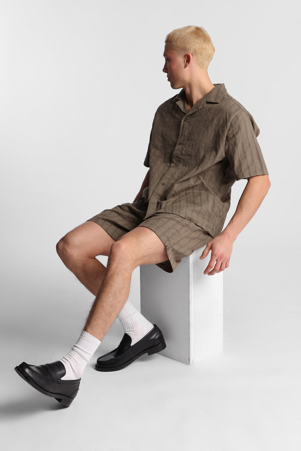 Textured Striped Shorts Textured Striped Shorts