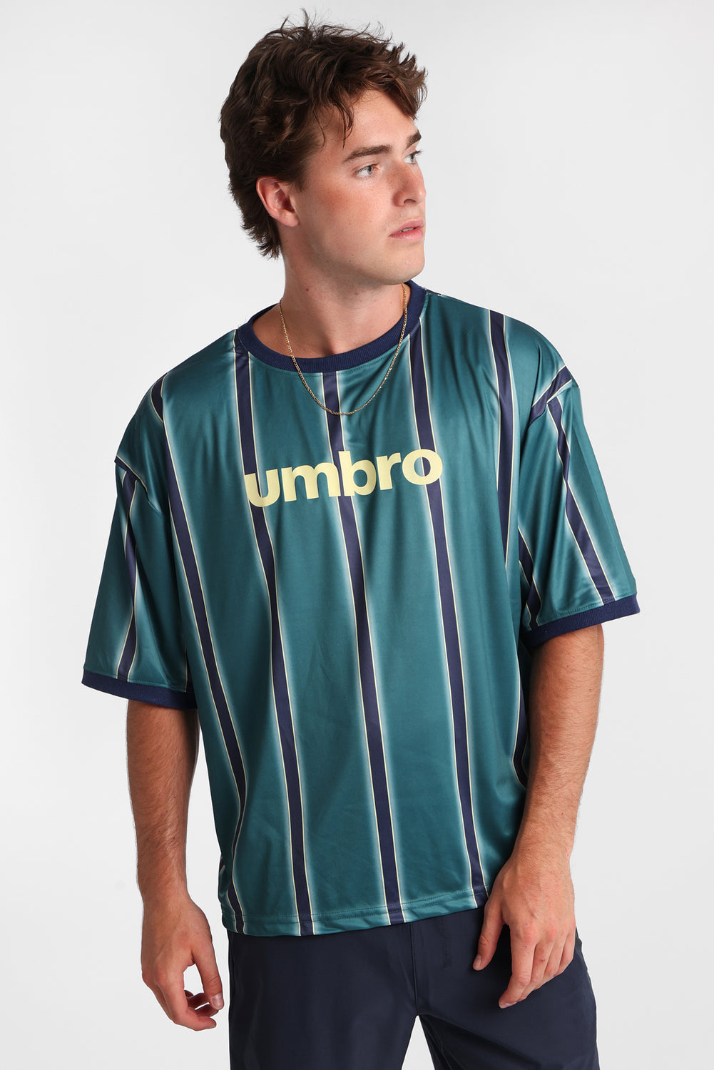 Umbro Large Logo Striped Tee Umbro Large Logo Striped Tee