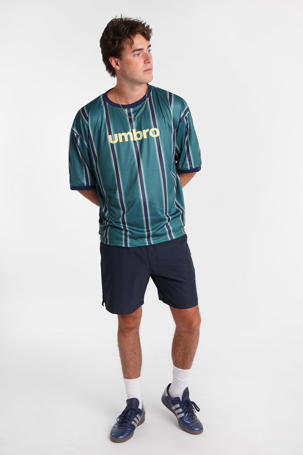 Umbro Large Logo Striped Tee Umbro Large Logo Striped Tee