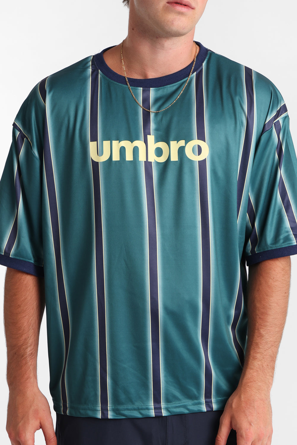 Umbro Large Logo Striped Tee Umbro Large Logo Striped Tee