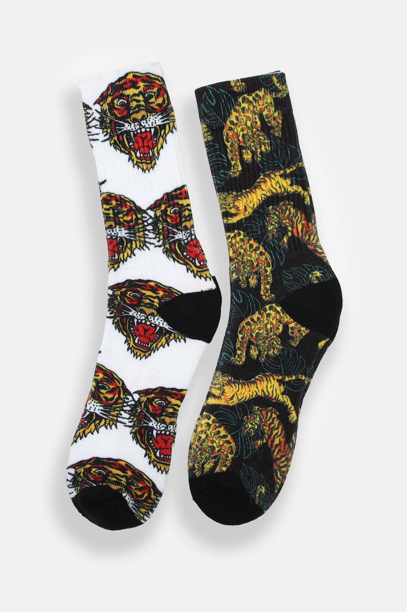 Ed Hardy Mens Tigers Crew Socks 2-Pack - White / O/S