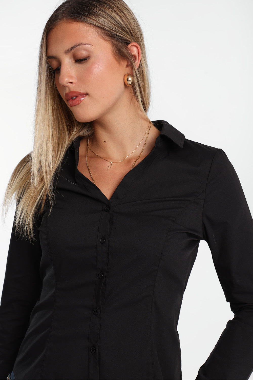 Tie-Back Long Sleeve Button-Up Shirt Tie-Back Long Sleeve Button-Up Shirt