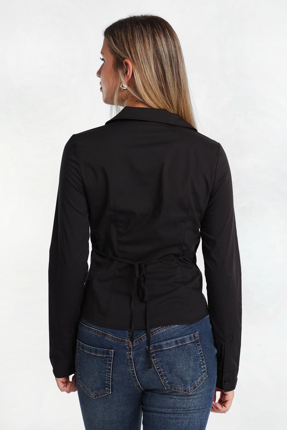 Tie-Back Long Sleeve Button-Up Shirt Tie-Back Long Sleeve Button-Up Shirt
