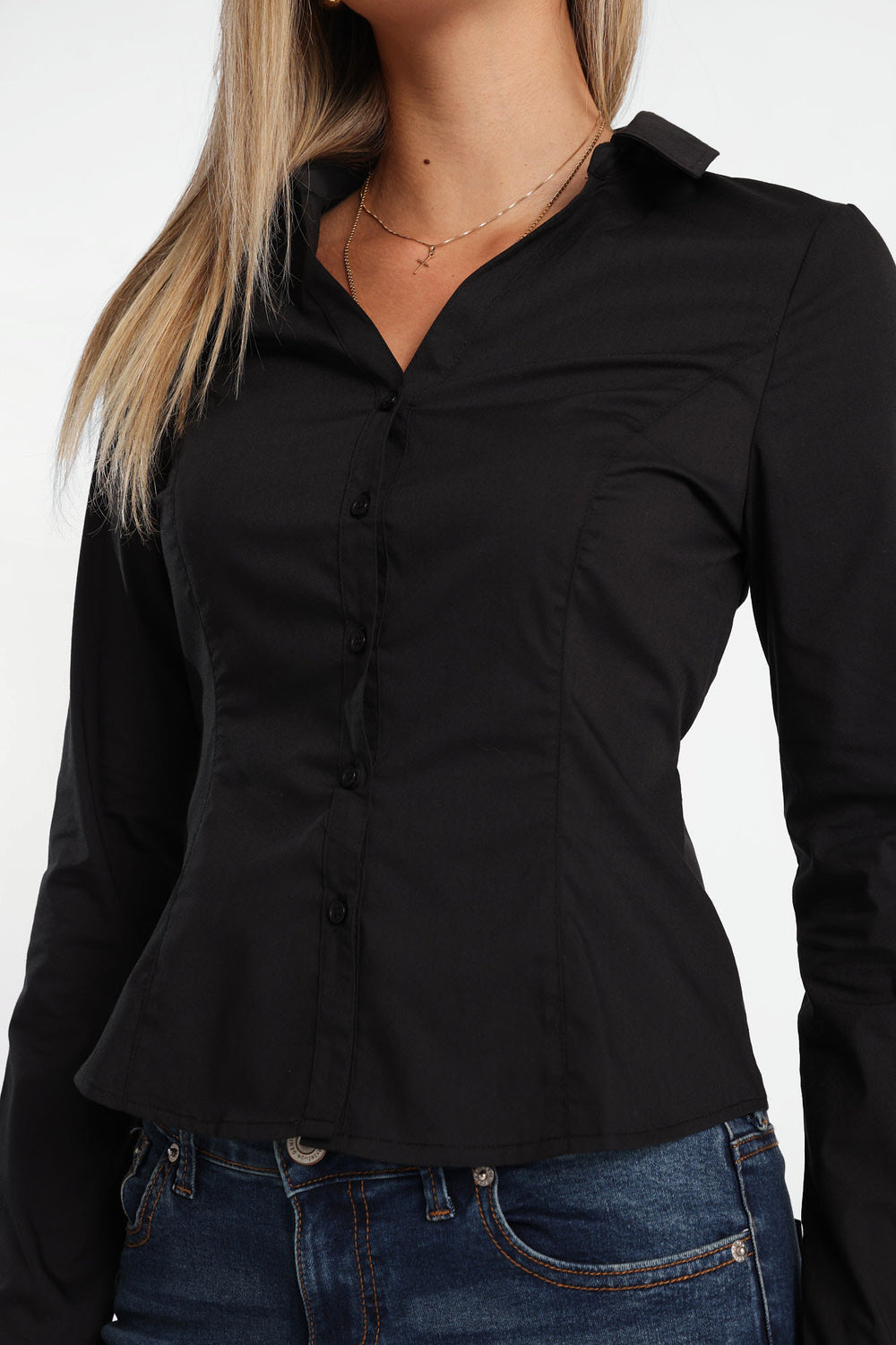 Tie-Back Long Sleeve Button-Up Shirt Tie-Back Long Sleeve Button-Up Shirt