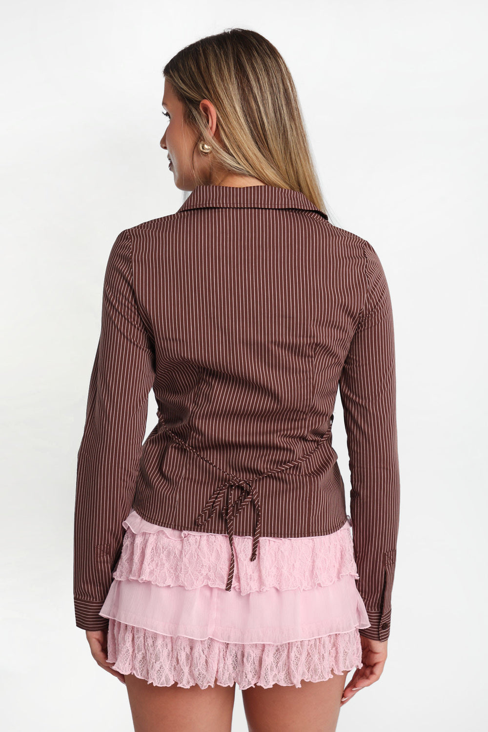 Tie-Back Long Sleeve Button-Up Shirt Tie-Back Long Sleeve Button-Up Shirt