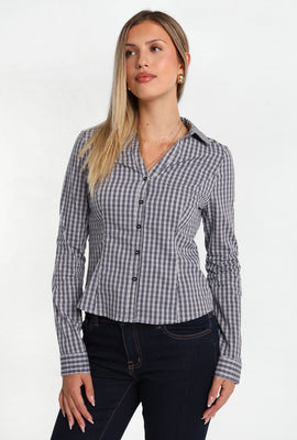 Tie-Back Long Sleeve Button-Up Shirt