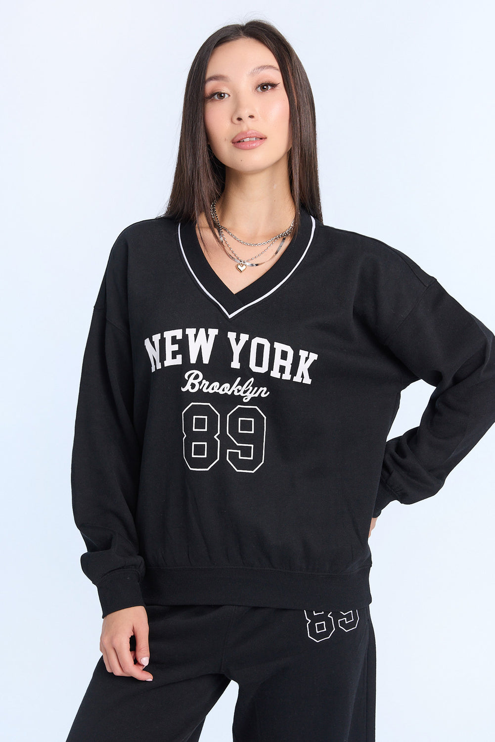Graphic V-Neck Sweatshirt Graphic V-Neck Sweatshirt
