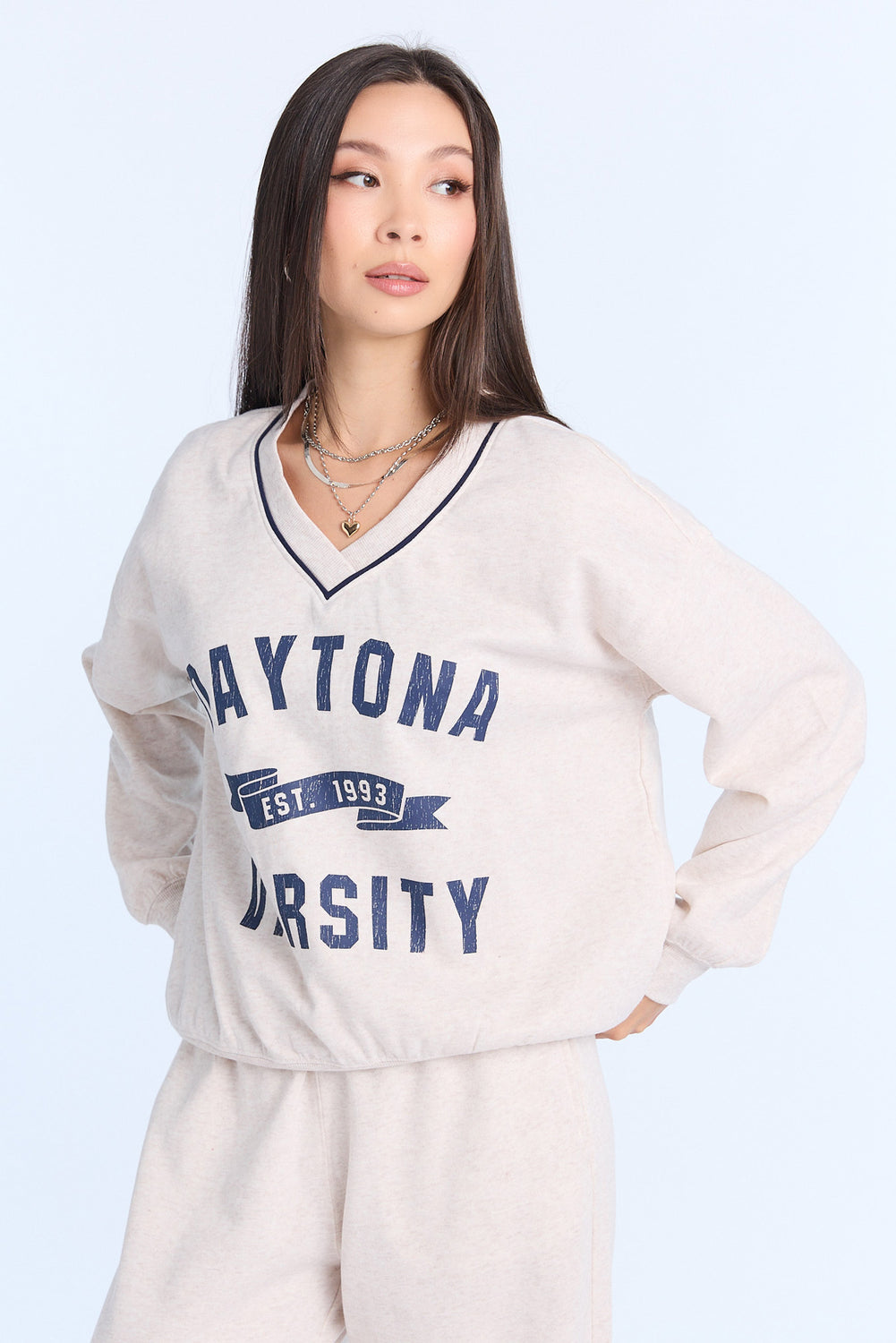 Graphic V-Neck Sweatshirt Graphic V-Neck Sweatshirt