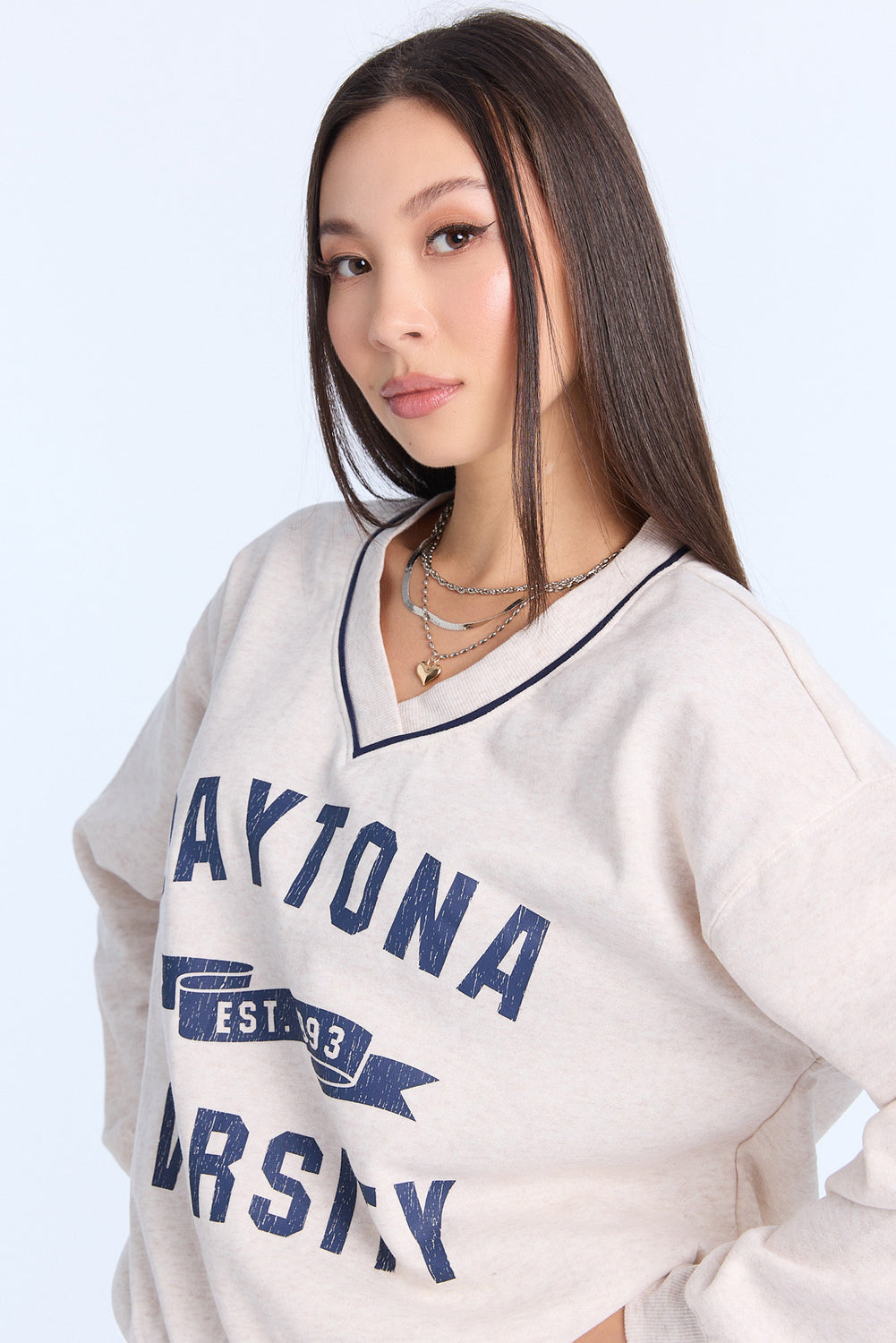 Graphic V-Neck Sweatshirt Graphic V-Neck Sweatshirt