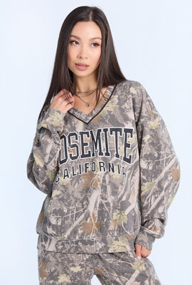 Sweatshirt en molleton à col en V
