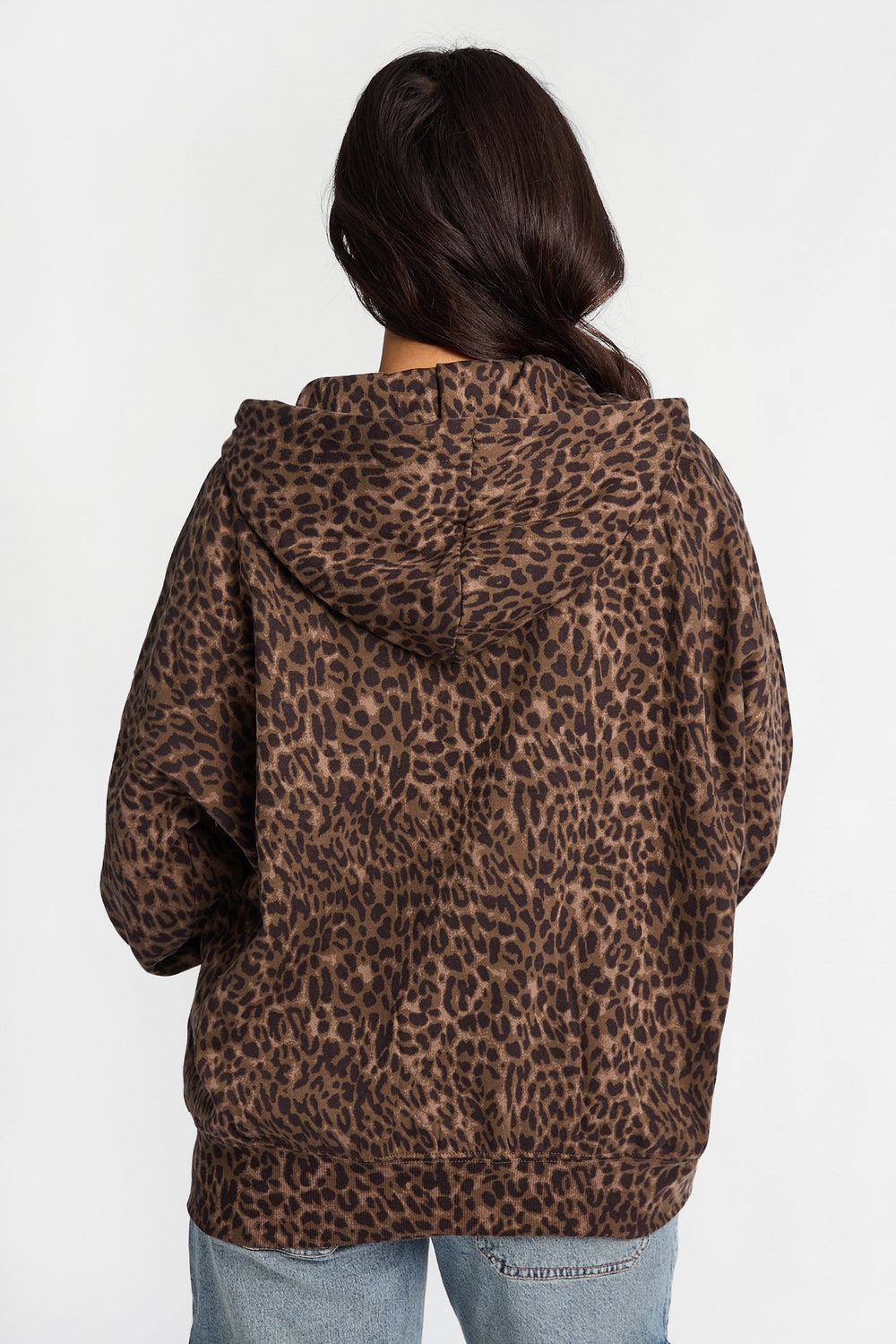 Leopard Print Oversized Zip-Up Hoodie Leopard Print Oversized Zip-Up Hoodie