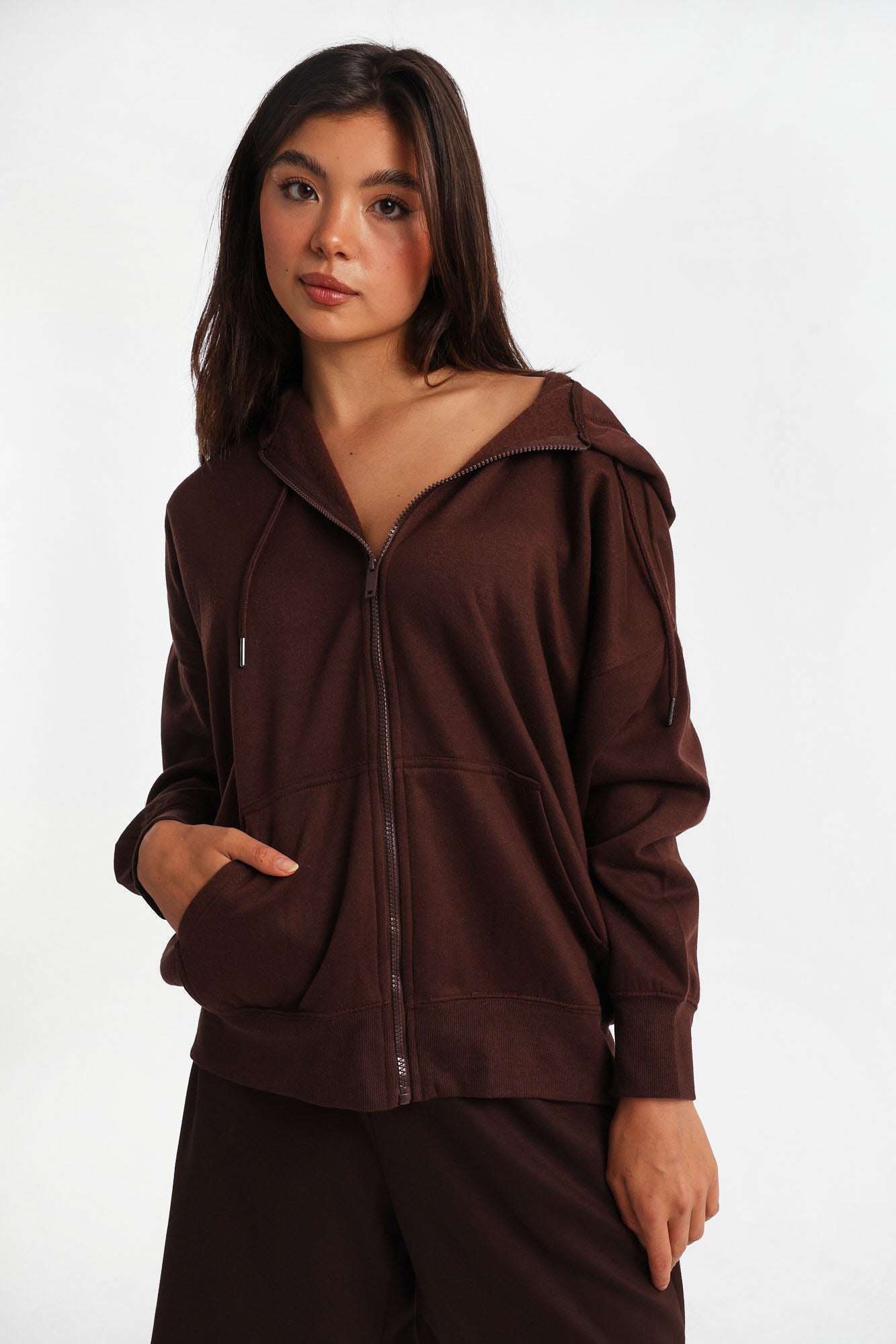 Oversized Zip-Up Hoodie - /