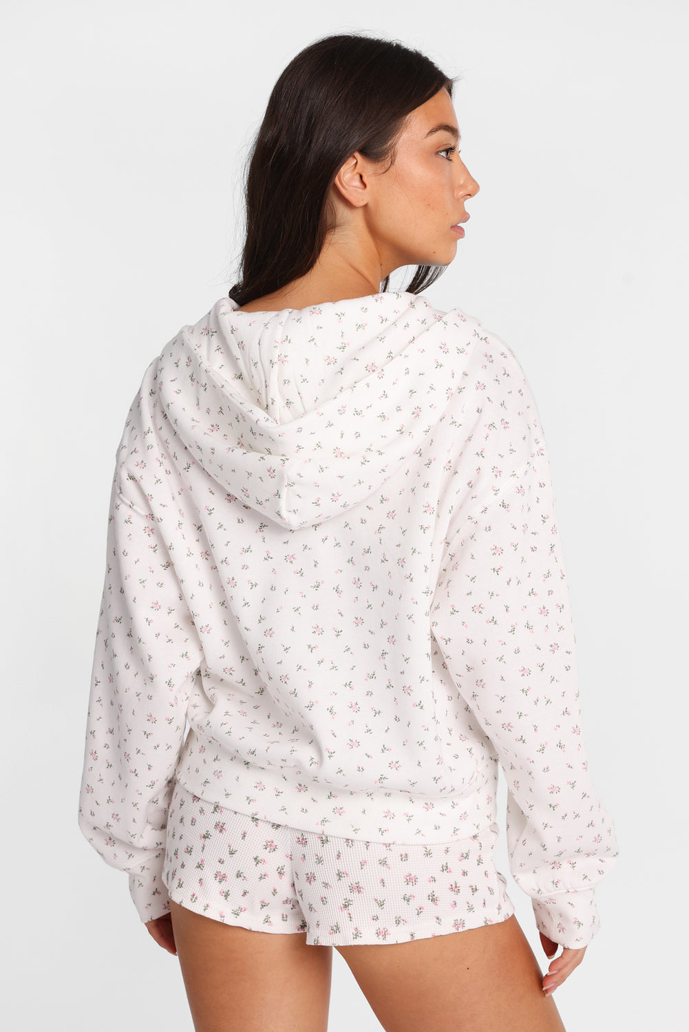 Floral Print Double Zip Hoodie Floral Print Double Zip Hoodie