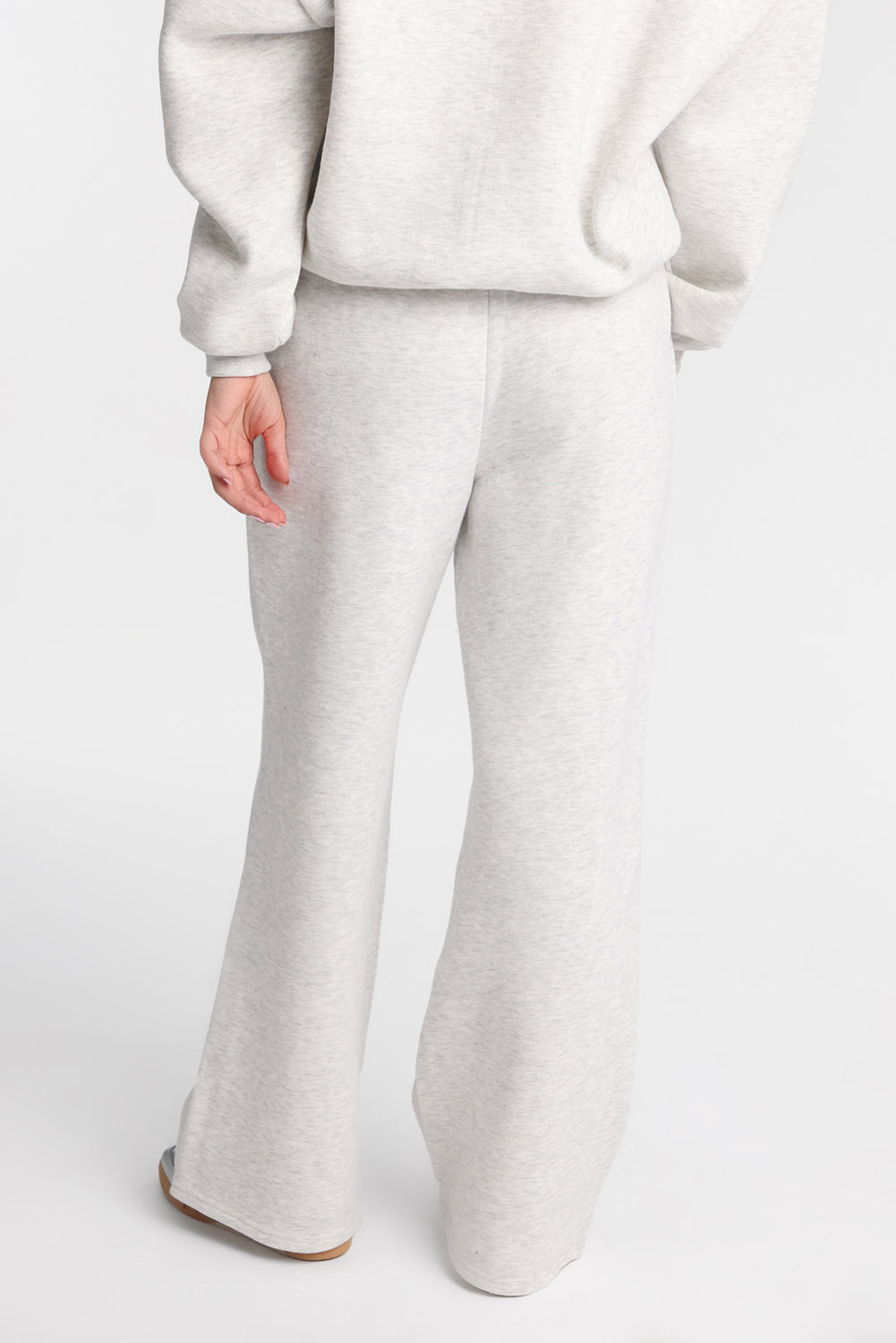 Pantalon en molleton à jambe large en mélange de coton Pantalon en molleton à jambe large en mélange de coton