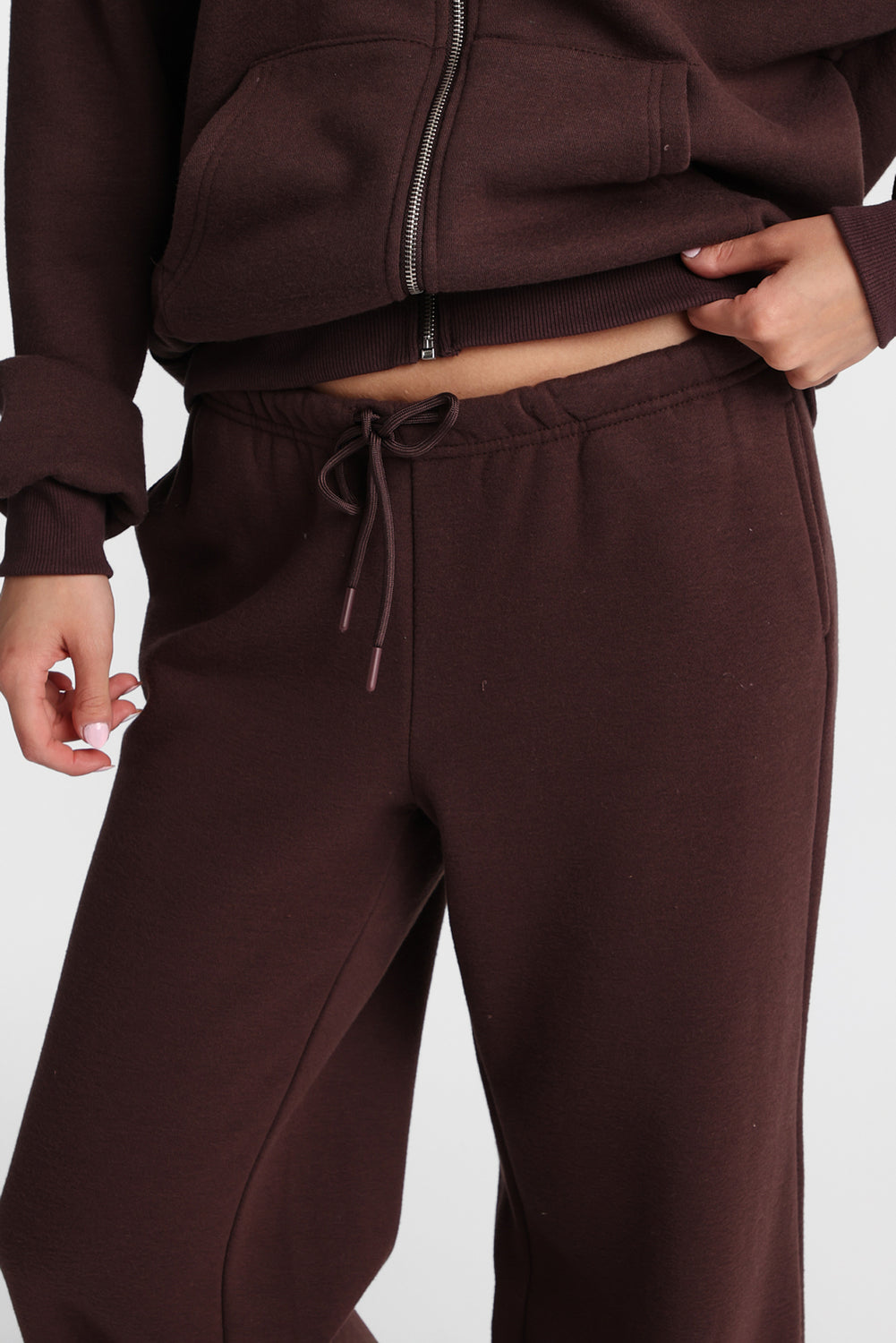 Pantalon en molleton à jambe large en mélange de coton Pantalon en molleton à jambe large en mélange de coton
