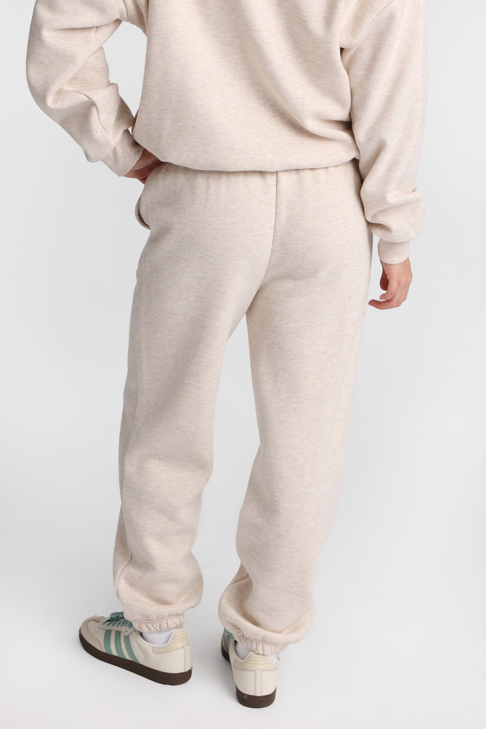 Pantalon de jogging en molleton à jambe large en mélange de coton Pantalon de jogging en molleton à jambe large en mélange de coton