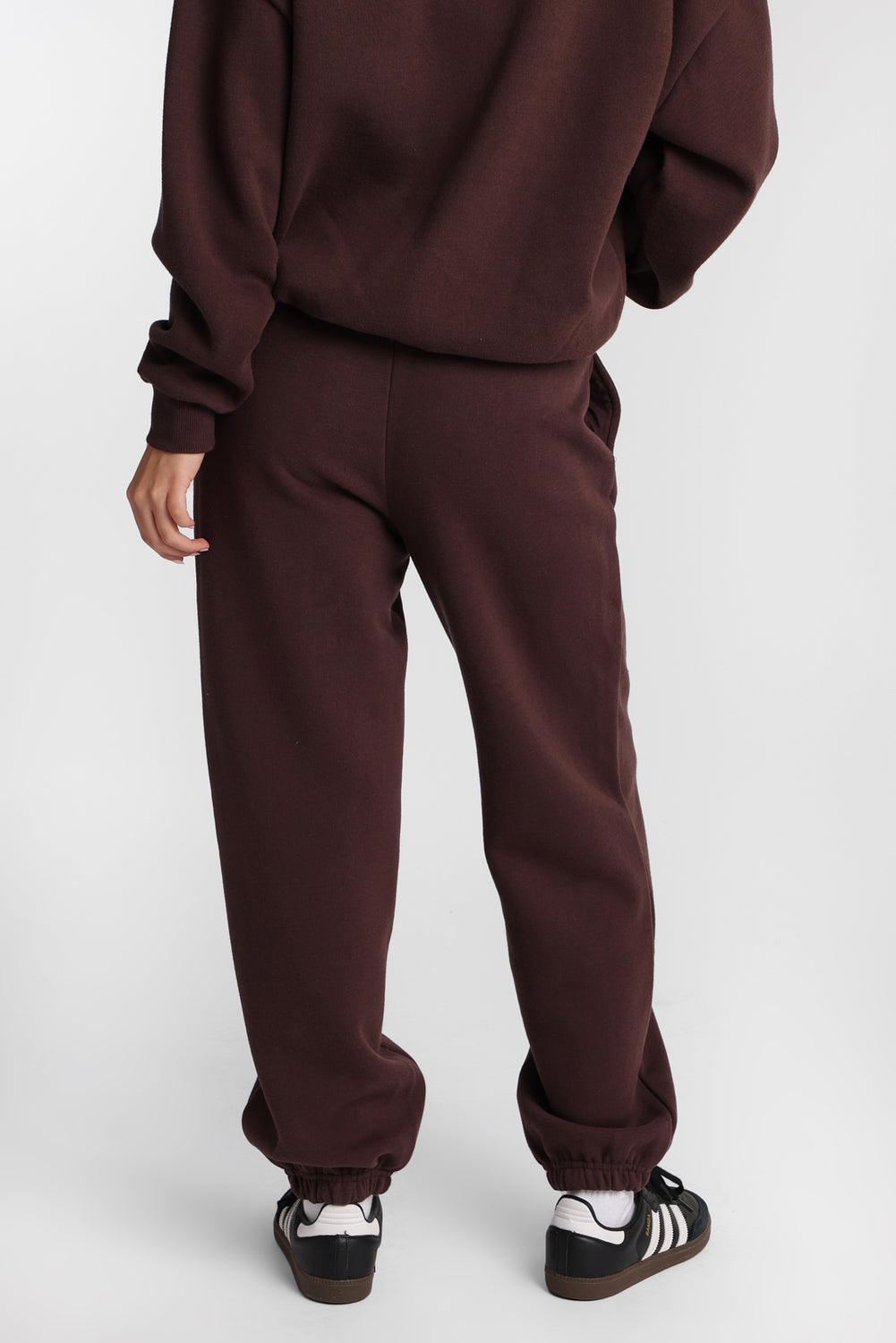 Pantalon de jogging en molleton à jambe large en mélange de coton Pantalon de jogging en molleton à jambe large en mélange de coton