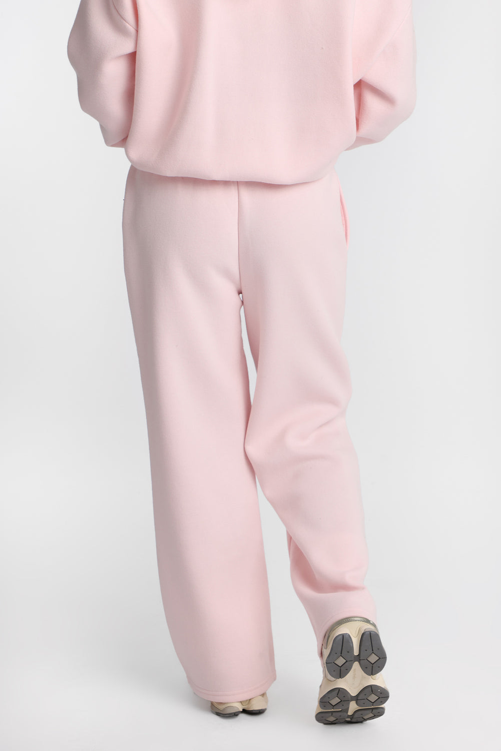 Pantalon de jogging en molleton à jambe large en mélange de coton Pantalon de jogging en molleton à jambe large en mélange de coton