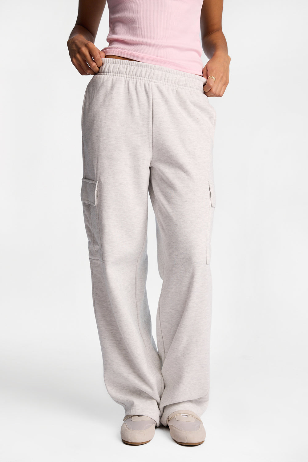 Pantalon en molleton cargo à jambe large Pantalon en molleton cargo à jambe large