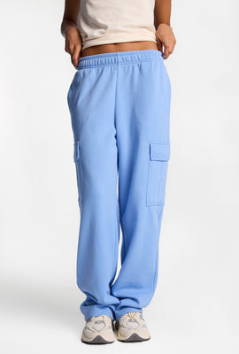 Pantalon en molleton cargo à jambe large