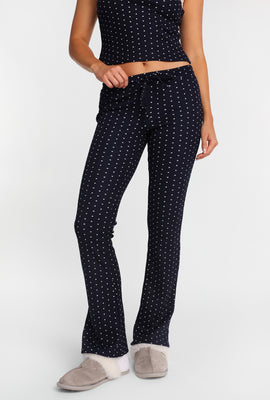 Pantalon pyjama à jambe semi-évasée en tricot gaufré