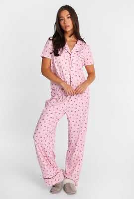 Ensemble chemise et pantalon pyjama coupe Dad Super Doux imprimé